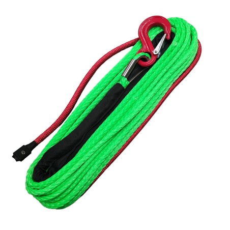 Cavo di plasma verde da 10 mm x 27 m con gancio Offroad per Verricello