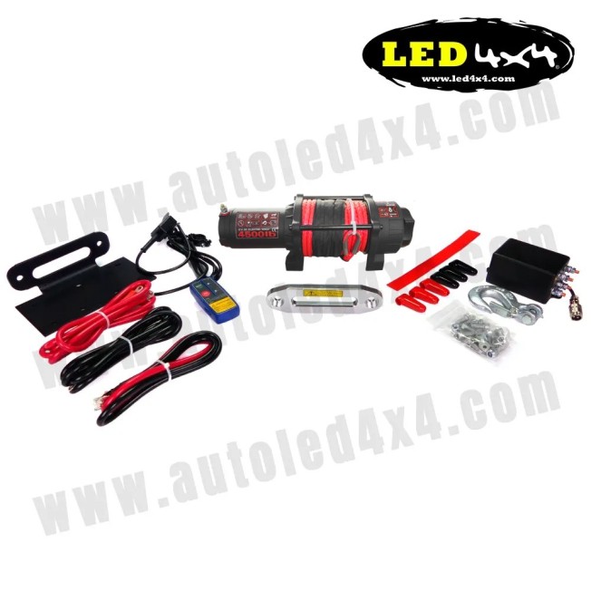 Cabrestante H.WINCH 4500 LBS 12V Rojo - LD-H4.5S - Led4x4