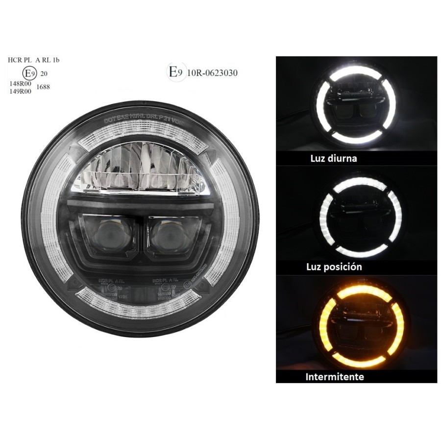 Main light led model Rebel 7” Homologado ECE R10 R148 R149 with intermittent Main light led model Rebel 7” Homologado ECE R10 R148 R149 with intermittent