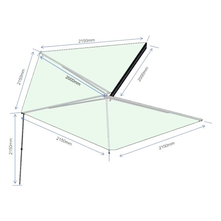 Toldo lateral com 270º Overland LED Luz (2.0m) Premium Verde