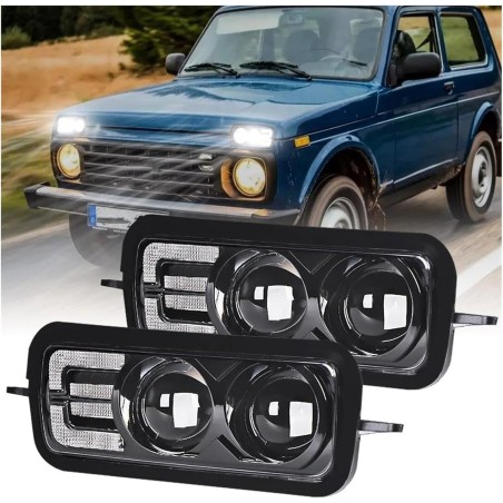 Faros delanteros led 50W × 2 pcs para Lada Niva Urban 4x4 homologados - SONFA009 - Led4x4