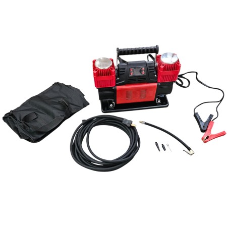 Compresor Portátil 12V Digital bicylindro 300 L/Min con Control Inteligente + Manguera 8m y Bolsa - WM102-15FH / DOBLE - Led4x4