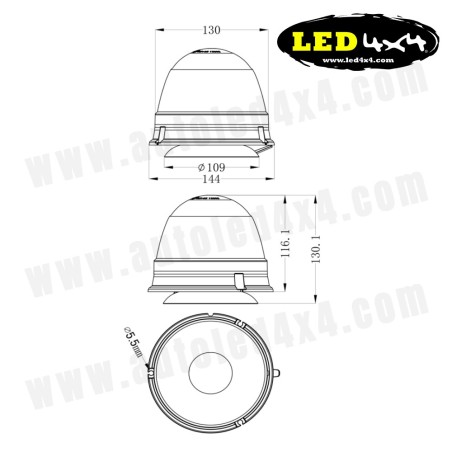 Podstawa magnetyczna Reflektor obrotowy/migający LED 7 funkcji Zatwierdzony R65/R10 12/24 V