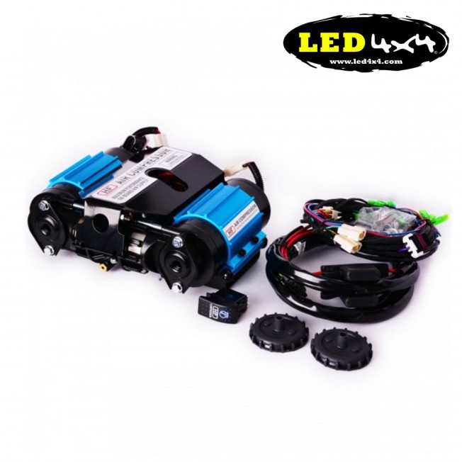 Compressor de dois motores HF 12 V para bloqueios e inflação de pneus - COMP-HF-DOBLE-12V - Led4x4
